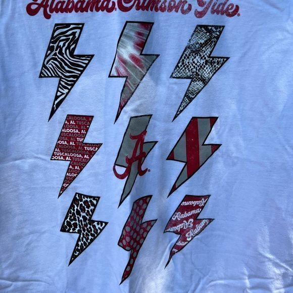 NWT NCAA Alabama Crimson Tide Cotton Flash Lightning T-Shirt Size XL White - Picture 4 of 7